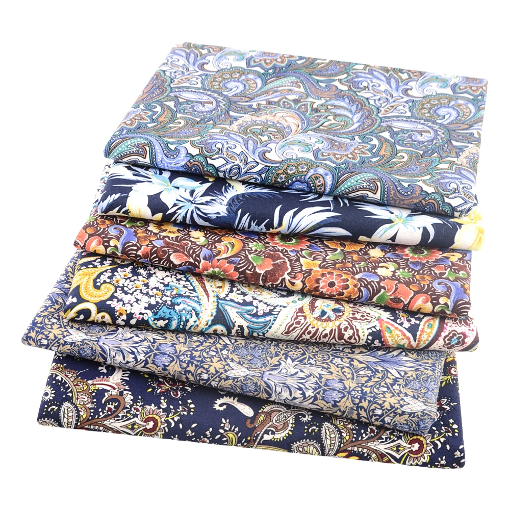 Teramila 6/7 Pcs Sets Fat Quarter Bundle Printed Poplin Cotton Cloth For Needlework Patchwork Sewing DIY Bags Quilting Fabrics