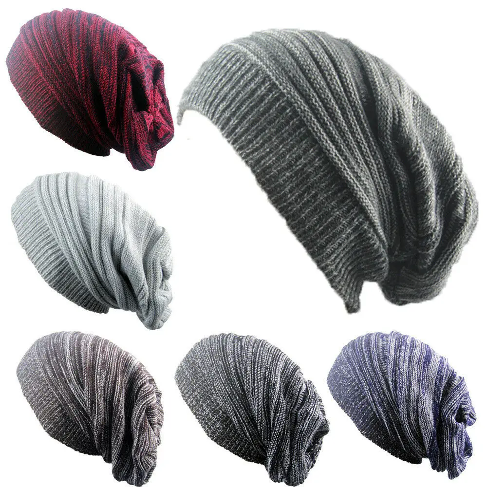 Men and Women Hat Mixed Color Cotton Striped Hip Hop Winter Warm Hat Scarf Beanies Knit Long Loose Hat Gorro Headdress 2022