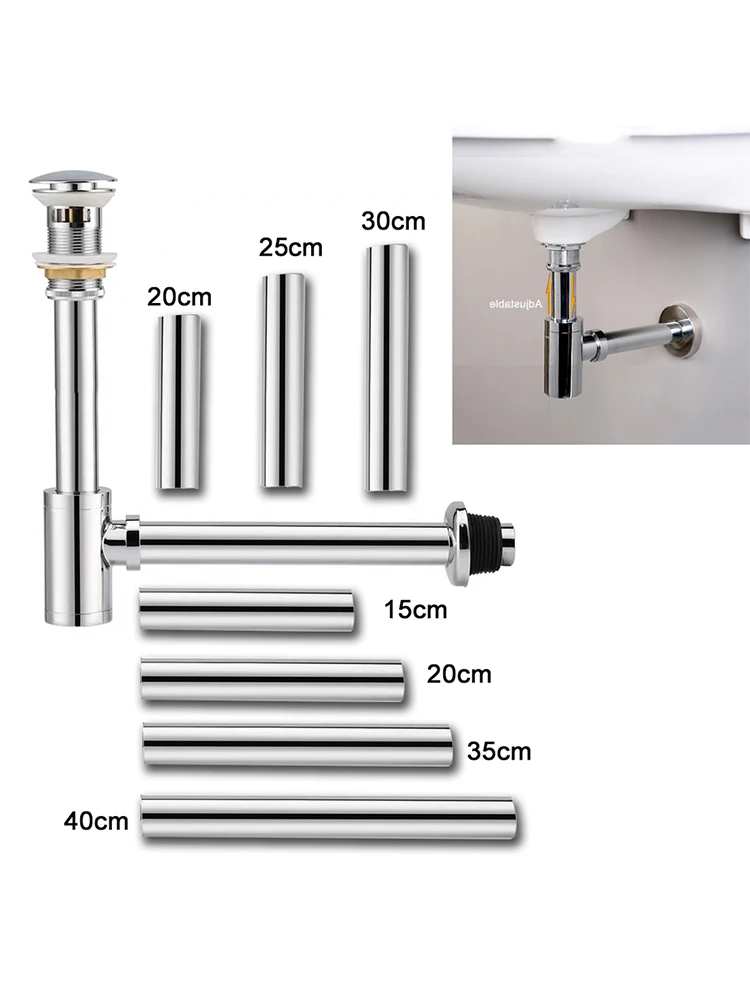 12 Sizes Customize Basin Bottle Trap Drain Set Hose Chrome Bathroom Sink Pop Up Filter Stopper Custom Made Washbasin Siphon Hose