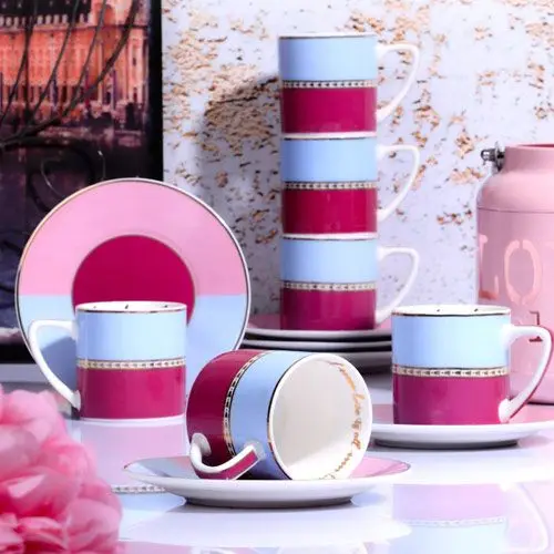 DOLBOVI Kitchen World FNC-23 Bone Chine 6lı coffee cup Pad Pink mug кружка coffee cup cup