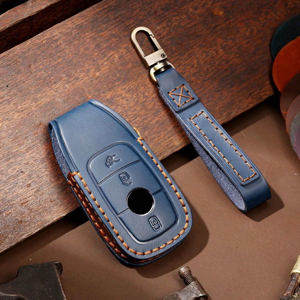 Handmade Leather Car Key Case Cover for Mercedes-Benz CLA180 CLS350 GLB GLA GLE GLC GLK GLS ML250 R320 S400 E-Class C260L E260