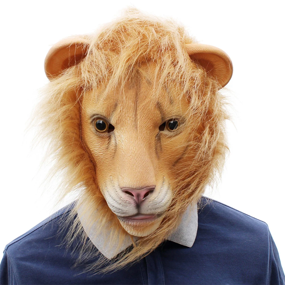 Halloween Lion Animal Head Latex Mask Role Play Costume Christmas Halloween Club Festival Party Props Decoration