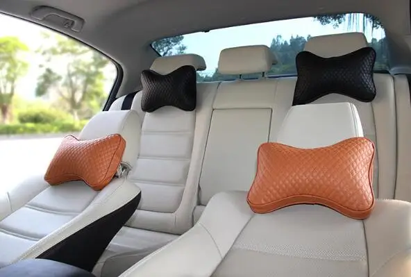 

2 шт., Новое поступление, автомобильные подушки для шеи, обе стороны, одинарный подголовник из искусственной кожи, подходит для большинства автомобилей, универсальная автомобильная подушка с волокном