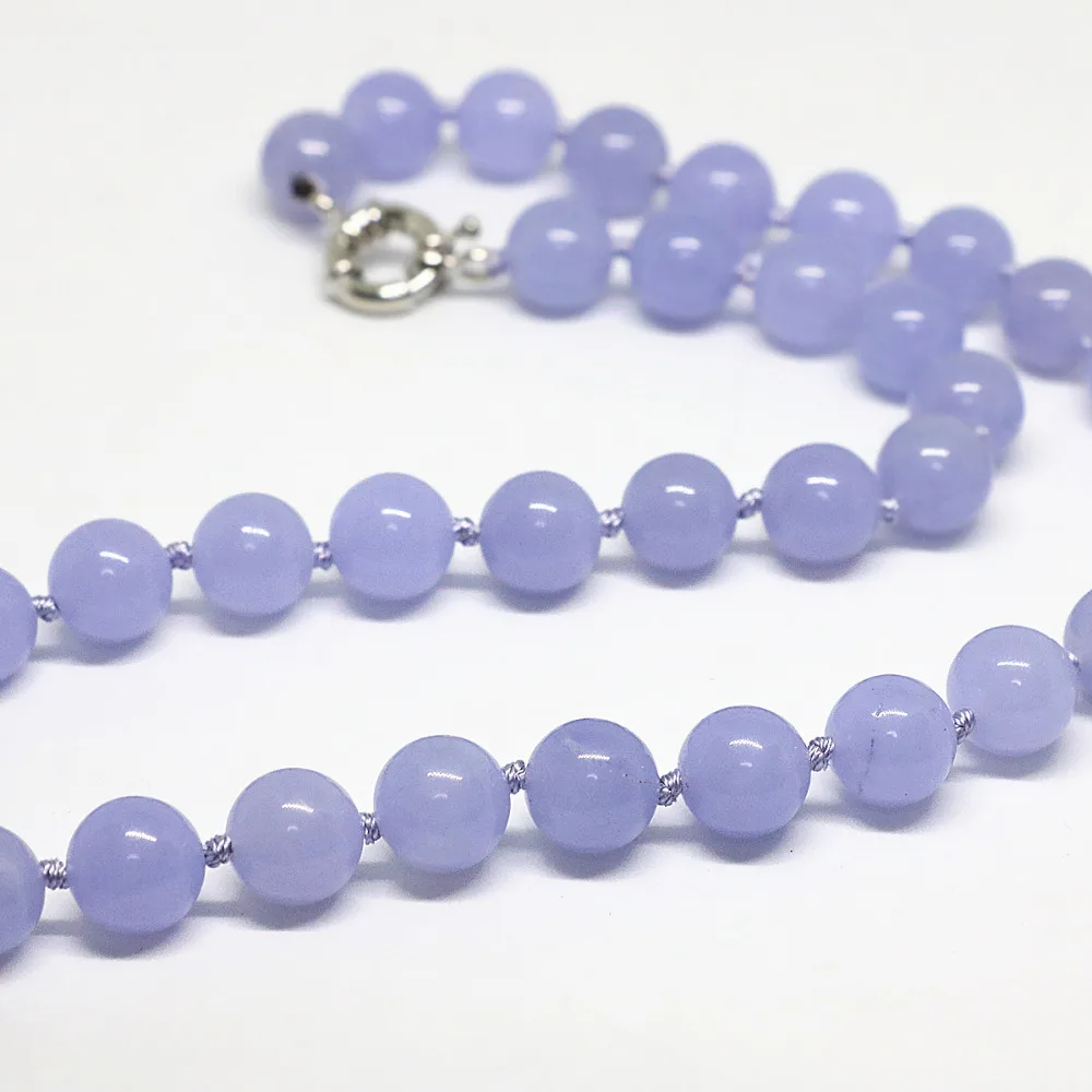 special purple jades stone chalcedony lovely necklace 8,10,12mm violet round beads elegant anniversary gift jewelry 18inch B1512