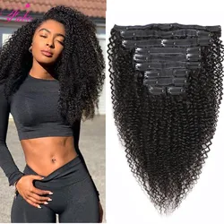 Fabc Hair Brazilian Kinky Curly hair Clip Ins Human Hair Extensions 10pcs/set 4B 4C Clip In Non-Remy human Hair 120g/set
