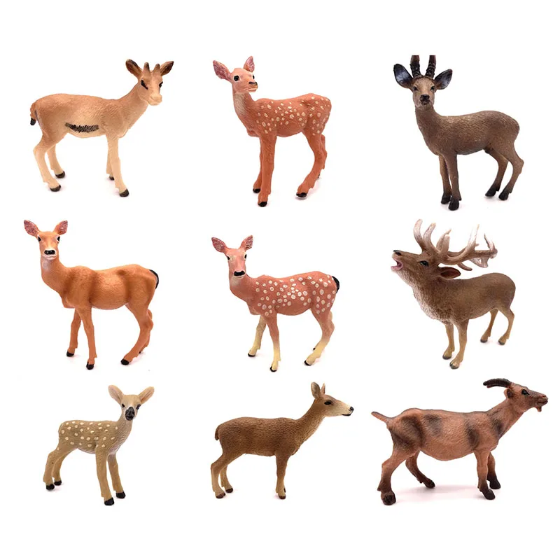 Simulation PVC Camel Poitou Donkey Alpaca Vicugna Reindeer Elk Sika Deer Action Figures Dolls Educational toys for children Gift