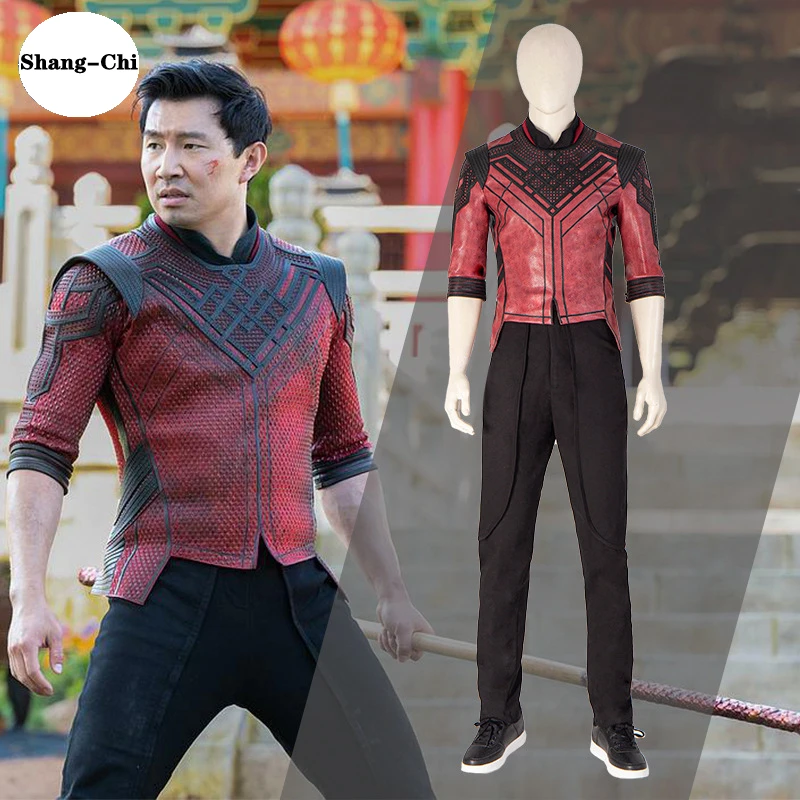 New Movie Master of Kung Fu Cosplay Costumes Shang-Chi and the Legend of the Ten Rings PU Tops Pants Shoes Halloween Adult Suits