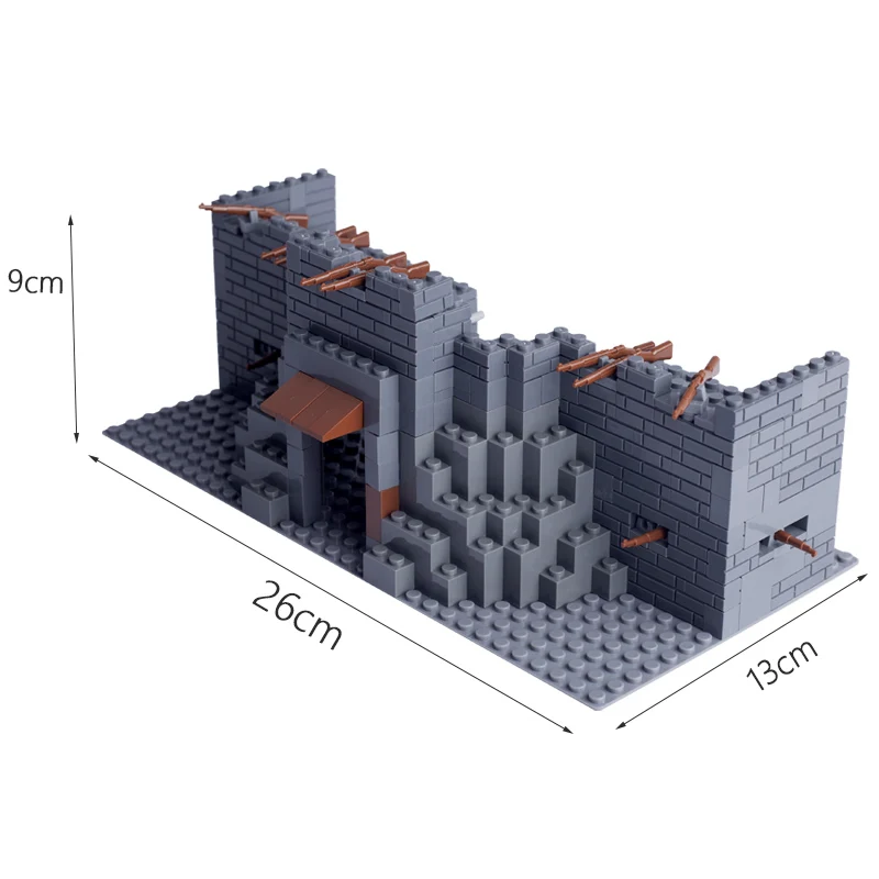 MOC WW2 Military Fortress Building Blocks Figures Protective Wall Blockhouse with 98K Weapons Guns Bricks Kids Toy Set Gift D271