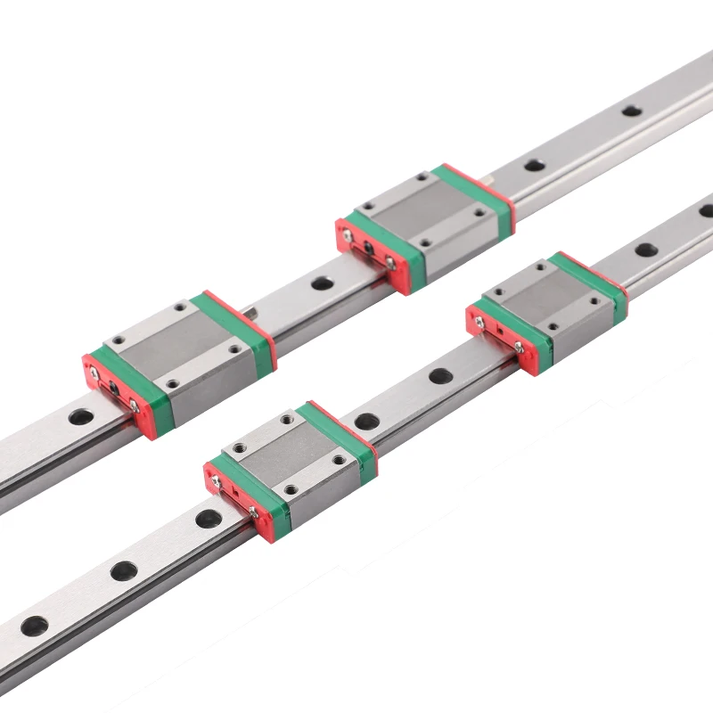 two miniature guide rails MGW7-100 150 200 250 300 350 1000mm  and 4 pieces of slider MGW7C/MGW7H.