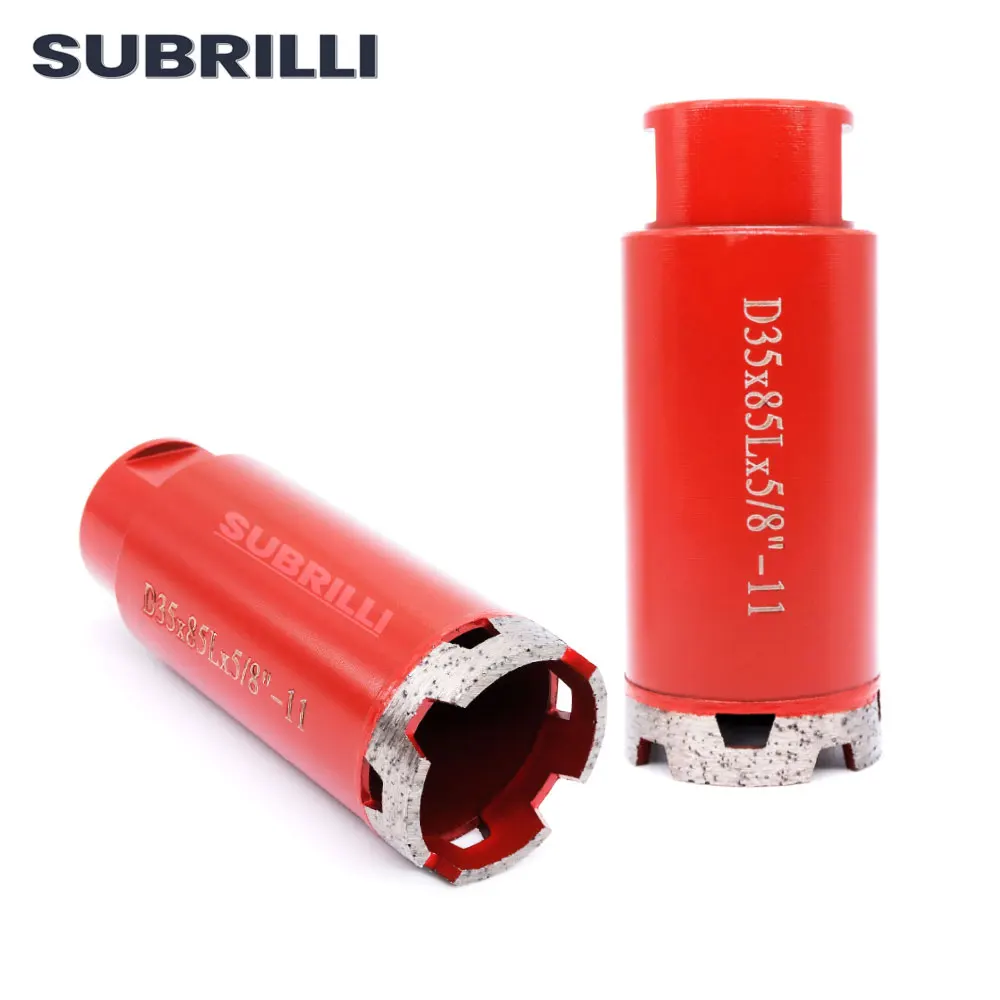 SUBRILLI 35mm Diamond Core Drilling Bit Crown Segment Hole Saw Cutter For Granite Marble Stone Concrete Tile Arbor M14 5/8-11