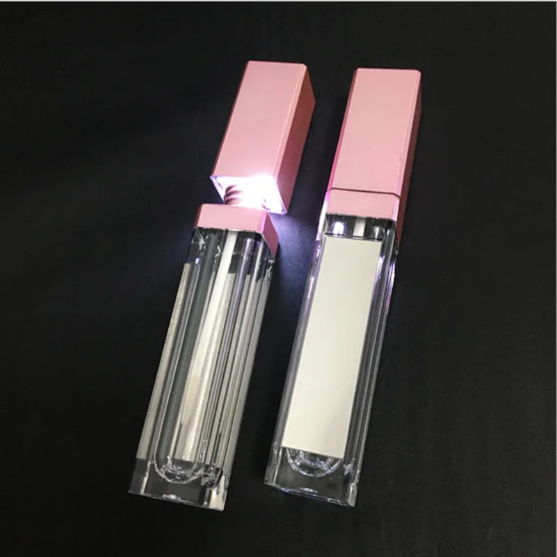 10-100pcs 7ml Empty Makeup DIY Lip Gloss Bottle With Mirror LED Lip Gloss Tube Square Lipstick Packing Bottle CAN ADD LOGO