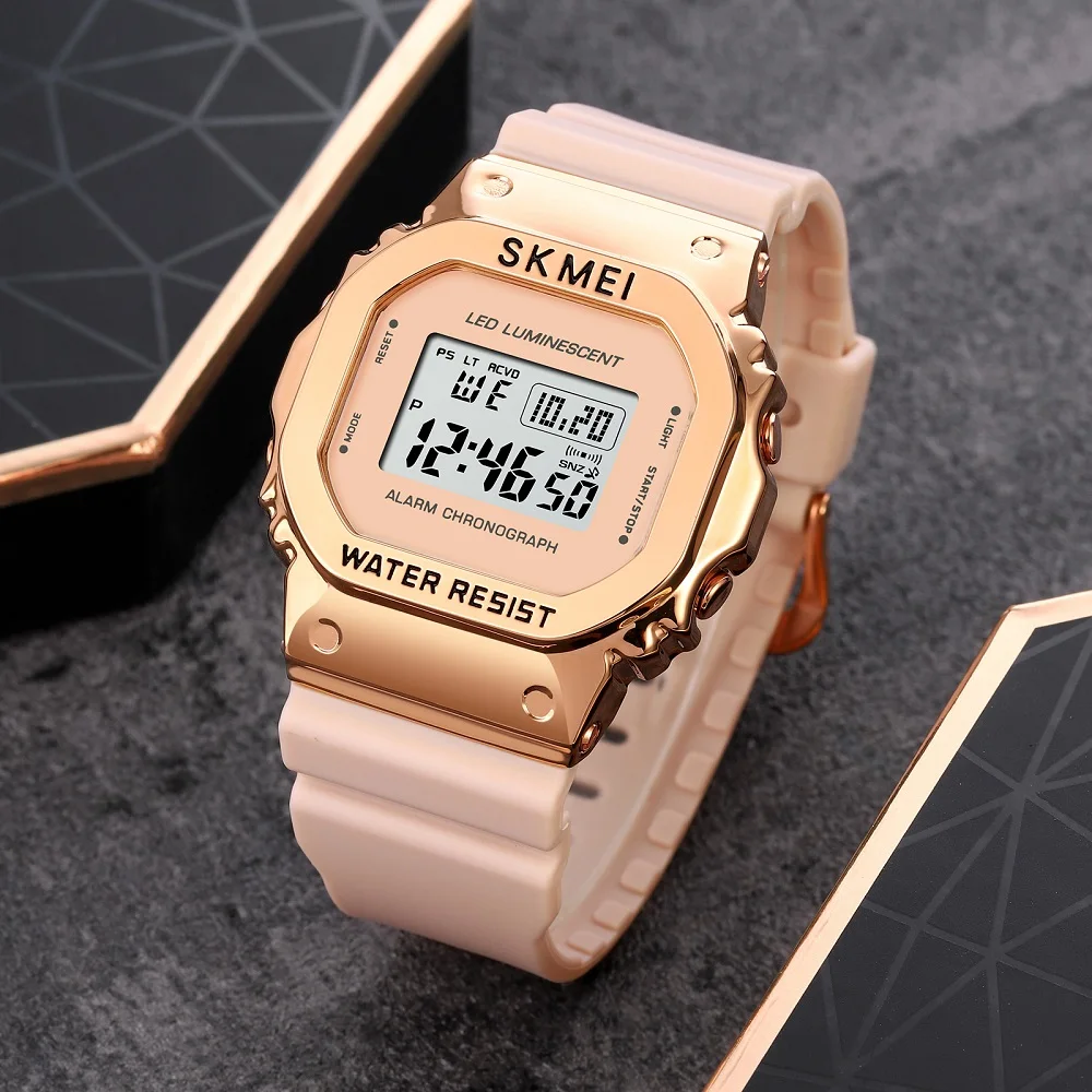 SKMEI-reloj deportivo cuadrado para hombre, cronómetro Digital militar, resistente al agua, color verde