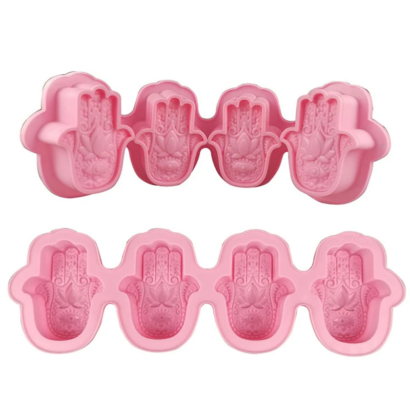 Candle Molds HAMSA Lotus in the Palm Khamsah Hand diy silicone soap Mould for Soap Candl Making Hand of Fatima Mascot Resin tool