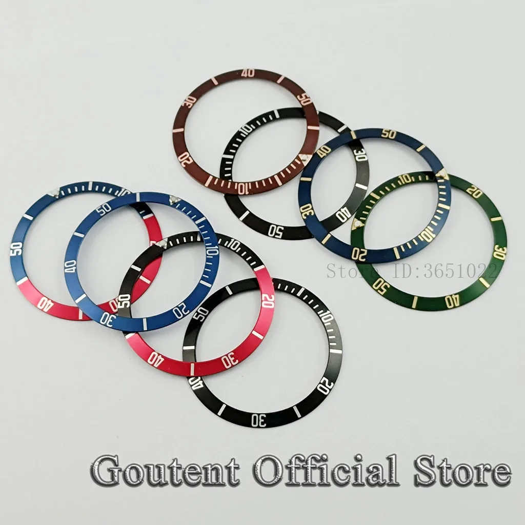 Goutent 39.5*32.8mm Aluminum Watch Bezel Insert Black/Blue/Green/Red Ring Fit For Automatic Watch Replacement Spare Parts