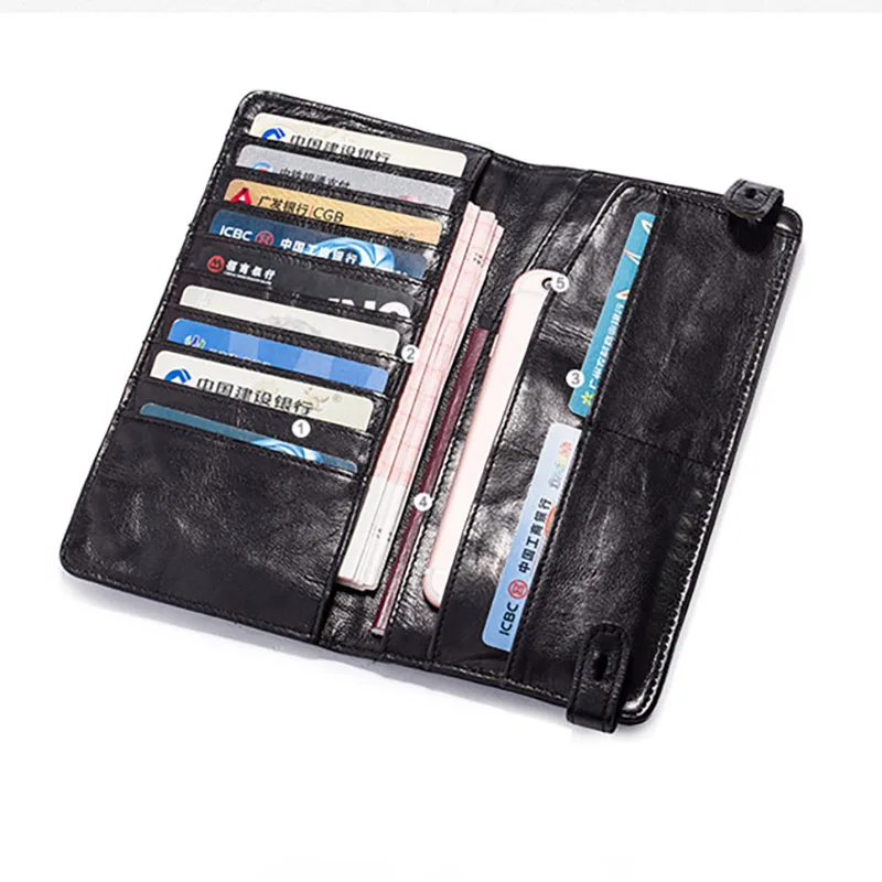 AETOO Vintage sheepskin handmade wallet, pleated leather multi-function wallet, trendy wallet for storing documents