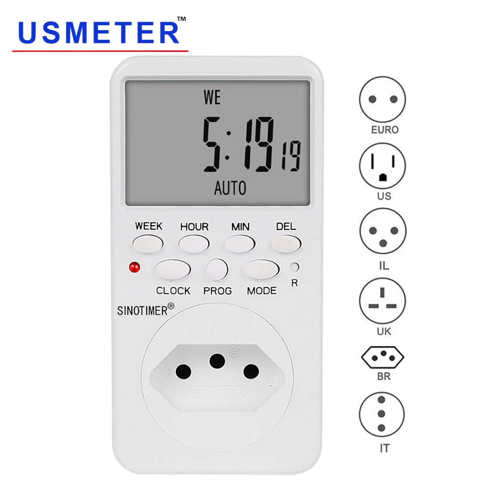 TM519 BR EU UK US IL IT 220V 110V Time plug Timer AC UK Plug Power Socket Timer Switch Outlet Time Clock Programmable Plug