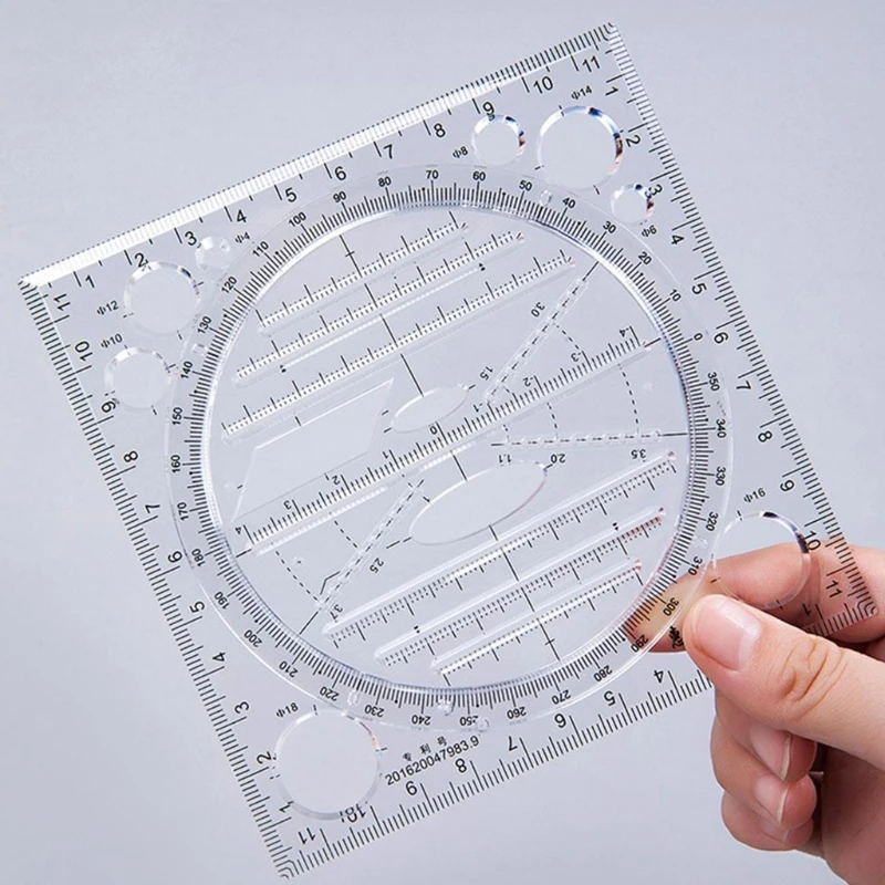 Multifunction Art Design Drawing Ruler, Stereo Geometry Template Ruler