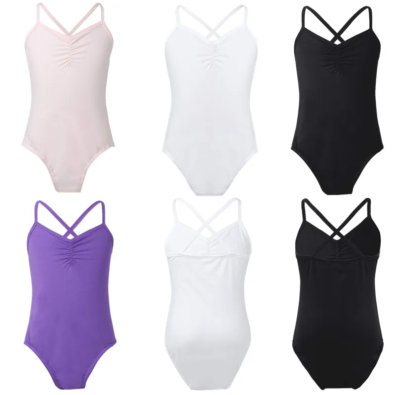 

Kids Girls Cotton Professional Ballet Leotard Sleeveless Solid Color Dance Gymnastics Leotard Bodysuit Stage Performance Costume