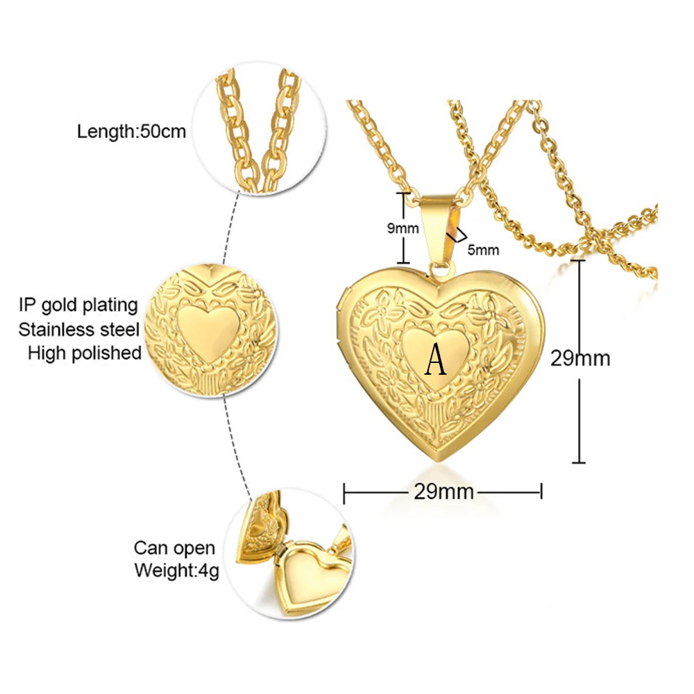 Steel Heart Locket Pendants For Women Girl Openable Photo Memory Frame Locket Necklace For Jewelry Gifts for Lover Family