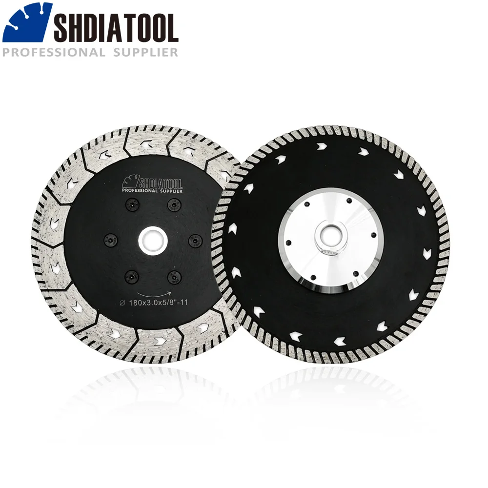 

SHDIATOOL 2pcs Dia 7"/180mm 5/8-11 Diamond Cutting Grindng Disc Dual Saw Blade For Cut Grind Sharpen Granite Marble Concrete