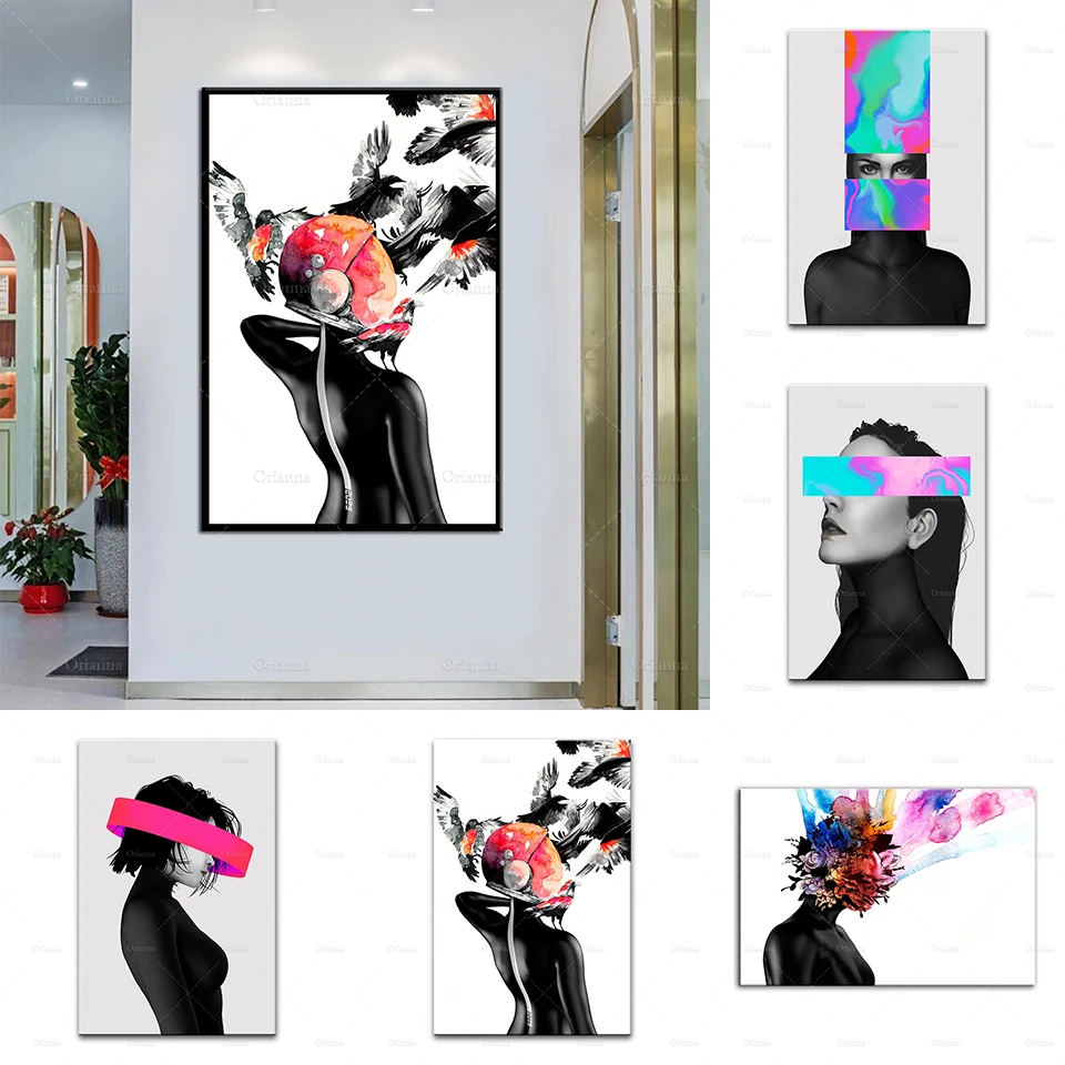 Abstract Petals Mind Woman Portrait Wall Prints Poster Modular Living Room Modern Home Decor Pictures Bedroom Canvas Paintings