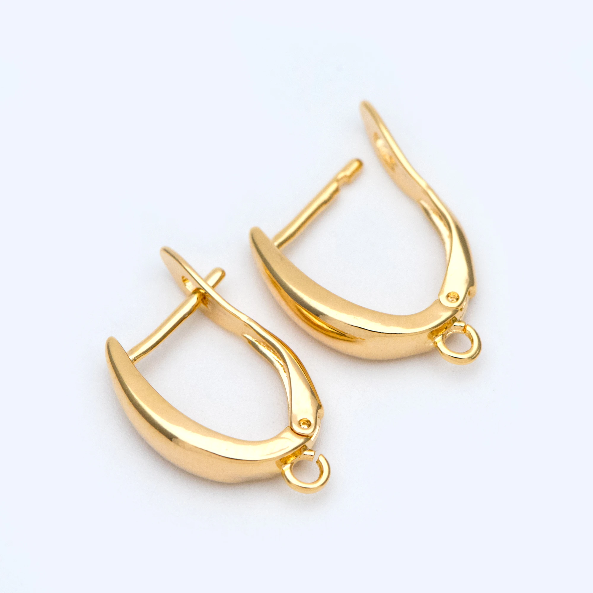 

10pcs Leverback Ear Hooks 21x12mm, Real Gold Plated Brass, Earring Hooks with Loop (GB-848)