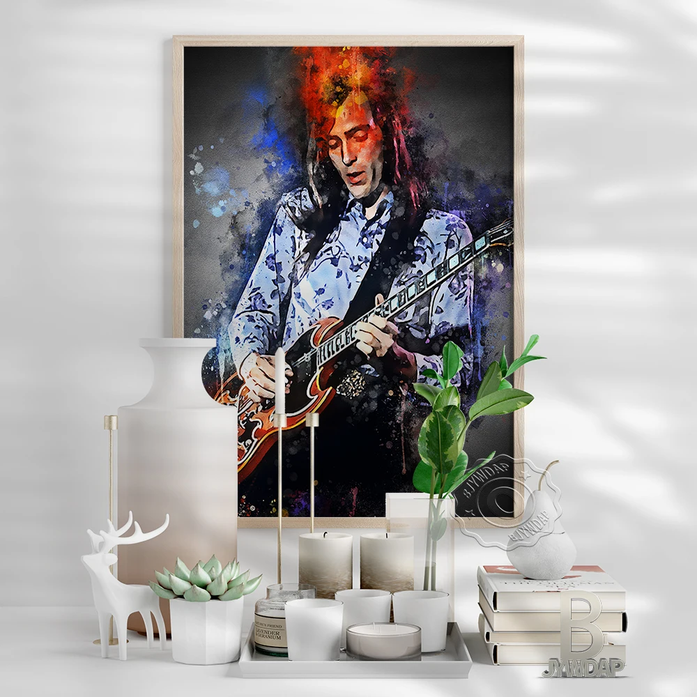 John Cipollina Watercolour Poster, San Francisco All Stars Band Member Wall Stickers, American Guitarist Vintage Art Wall Decor