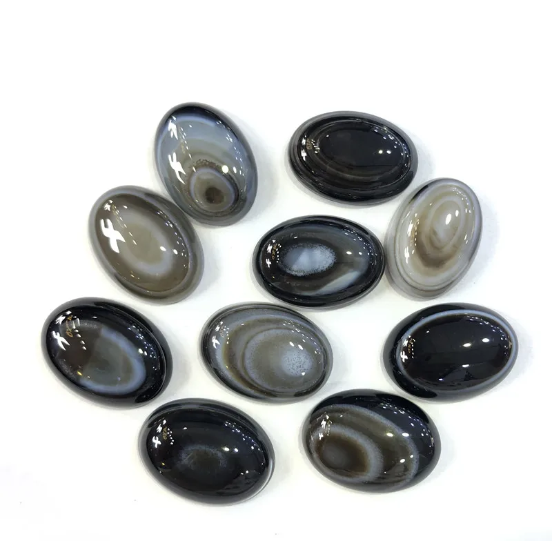 Black Onyx Cabochon Flat Back Agate Bead Veins Agates CAB Natural Stone For Women Men Fashion Jewelry Making Wholesale ring face