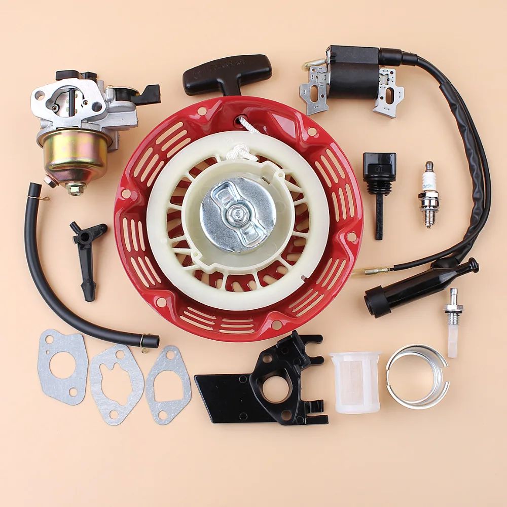 Aislador de carburador de arranque de retroceso, bobina de encendido, Kit de filtro de junta de combustible para recortadora de generador de motor de Gas Honda GX160 GX200 168F