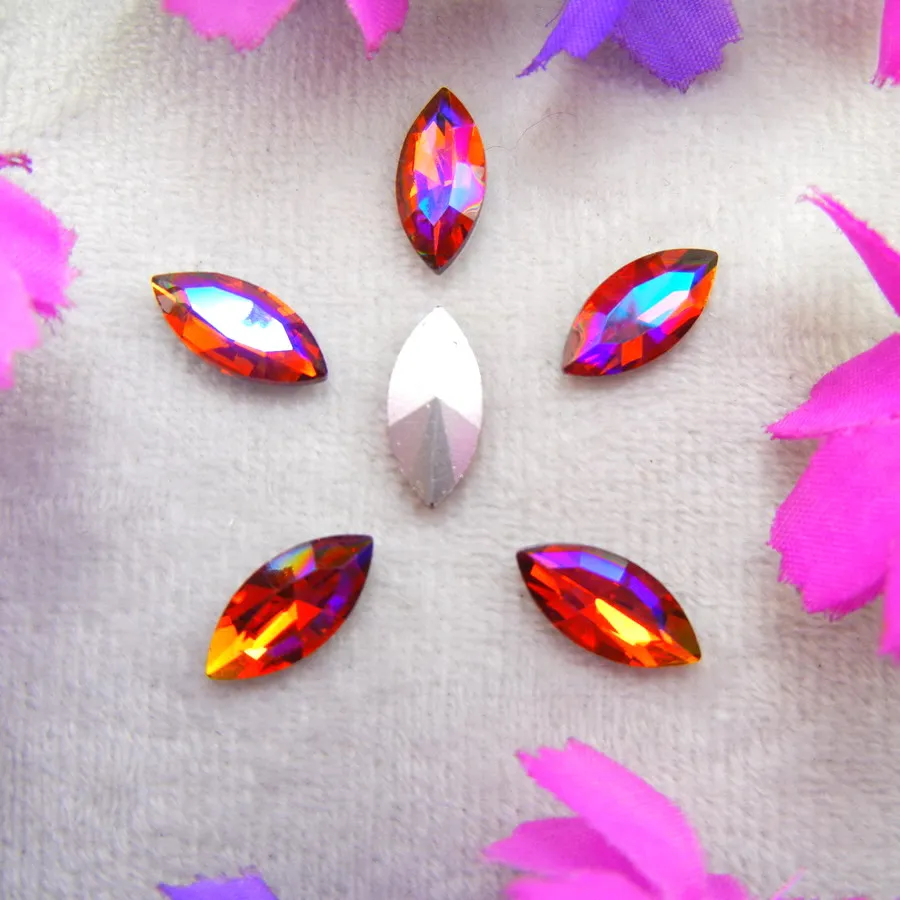 AB Farben 8 Größen Navette Pferdeaugen-Markise Form Glas-Klebekristalle Strass-Ornamente Zubehör DIY-Verzierung – Detail 3
