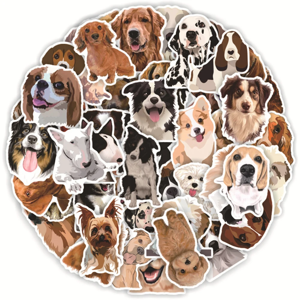 10/30/50pcs Cute Pet Dog Stickers Cartoon Animal Decals Toys Notebook Phone Luggage Guitar Bike PVC Waterproof Sticker For Kids