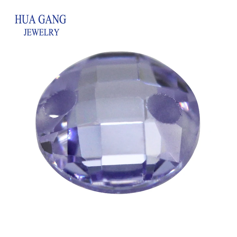 Two Holes Lavender Double Checkerboard AAAAA Round Brilliant Cubic Zirconia Loose CZ For Jewelry Making 3-14mm High Quality