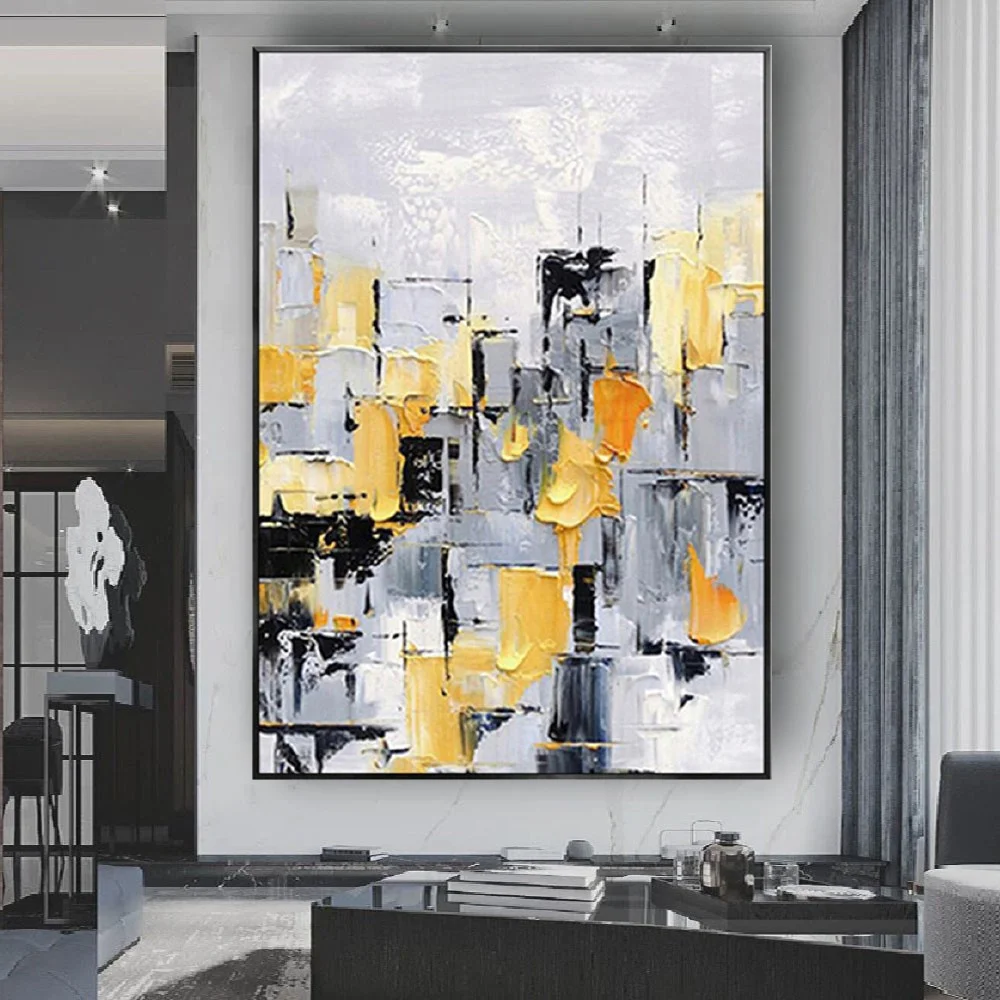 

Modern Nordic Home Hang Poster 100% Handmade Canvas Oil Painting Abstract Gold Large Wall Decor Art For Living Room Entrance