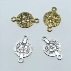 15PCS Coin Shaped Round Charms Carved Figure Pendants Connector DIY handmade Necklace earrings for fashion Jewelry Making