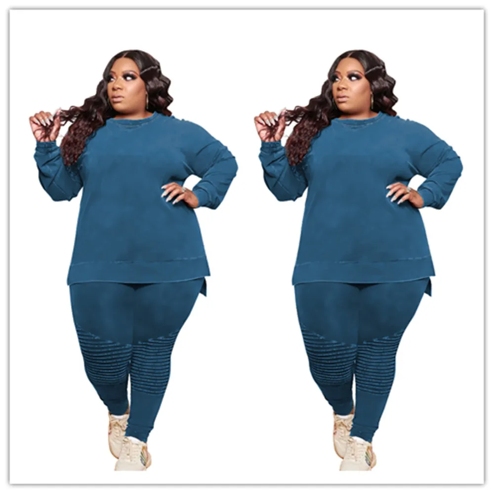 L-4XL Wholesale Dropshipping Winter 2021 Women tracksuits Casual Sport Suits Solid Color Long Sleeve 2 Piece Plus Size Sets