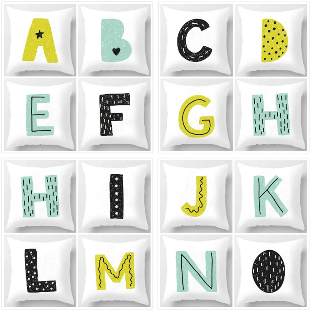 26 Letter English Letter Cushion Cover Cushion Cover Child Name Combination Letter Home Bedroom Hotel Cushion Cover .