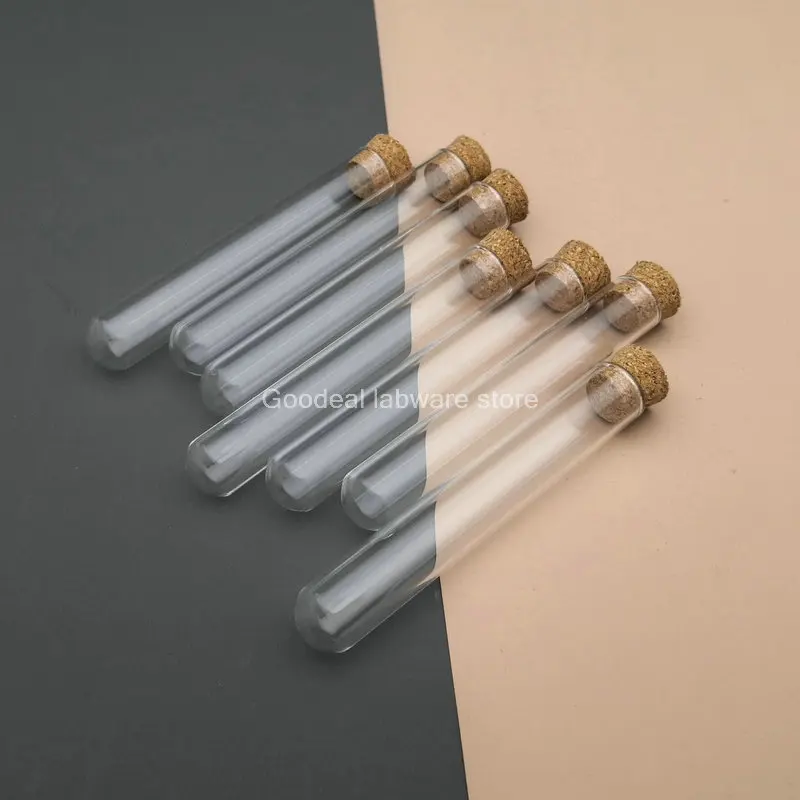 100pcs/lot 12x75mm Glass Round Bottom Test Tube with Cork Stopper Small Tube Container Educational and School Supplies