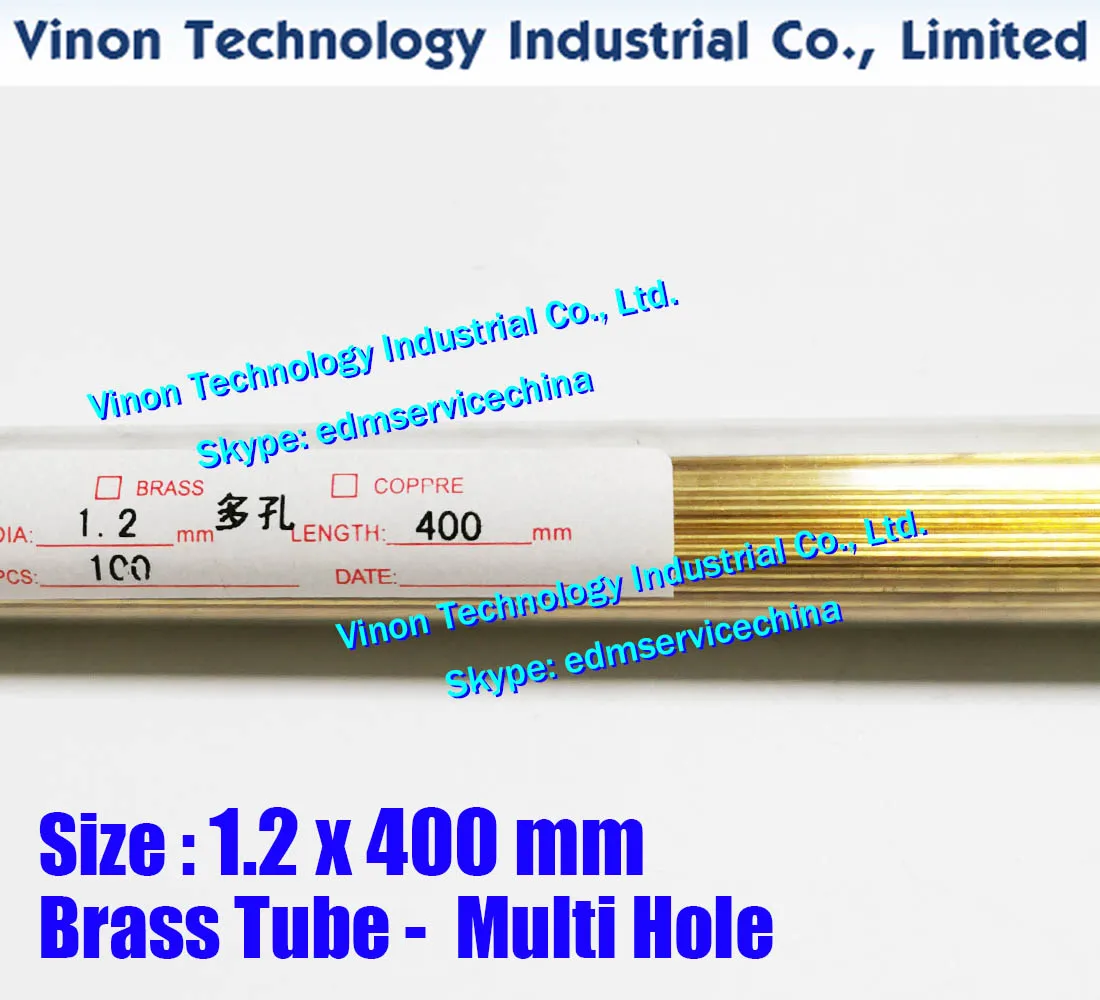 

(100PCS/LOT) 1.2x400mm Brass Tube Multihole, Brass EDM Tubing Electrode Multichannel Dia. 1.2 x 400 Long for Electric Discharge