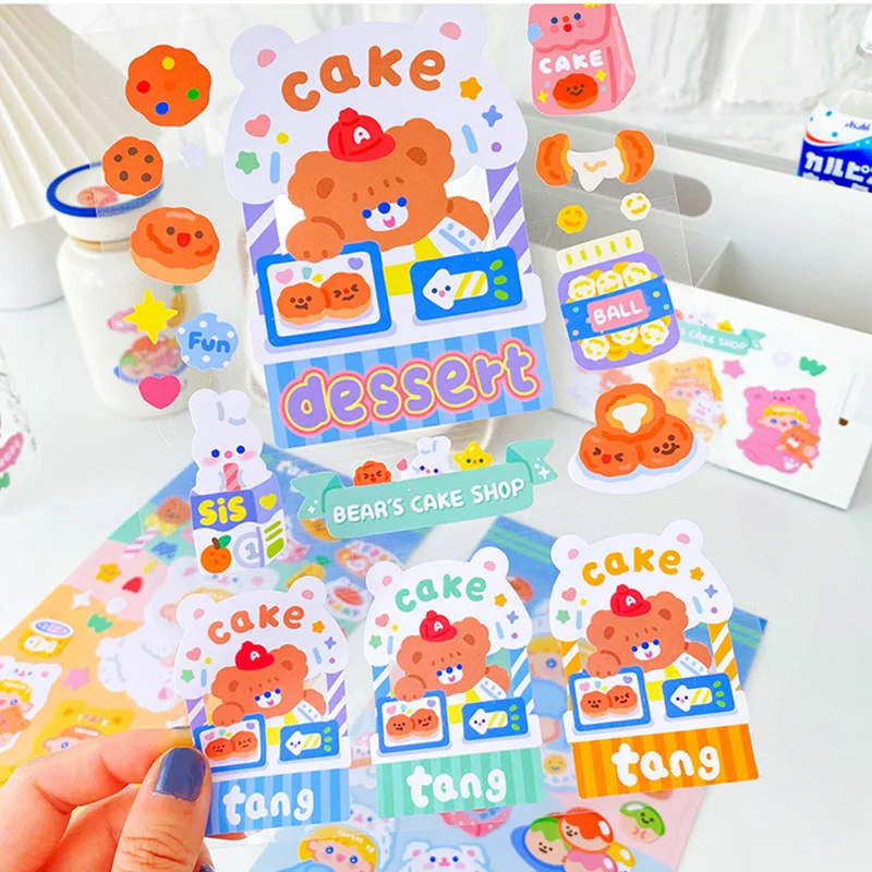 Cute Candy Girl Bear Ins Style Stickers Decoration Scrapbooking Diary Album Mobile Phone Journal Collage Kawaii Stationery Stick