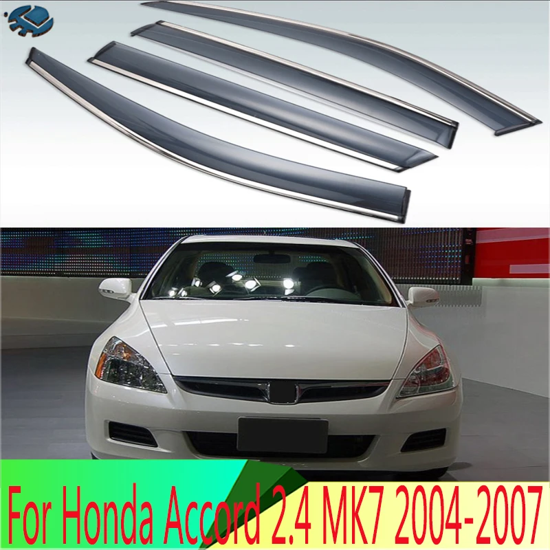 

For Honda Accord 2.4 MK7 2004-2007 Plastic Exterior Visor Vent Shades Window Sun Rain Guard Deflector 4pcs 2005 2006