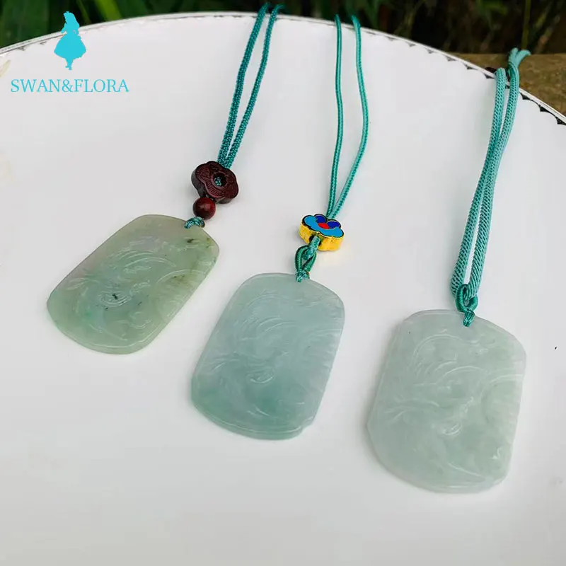 Natural Myanmar JADE Jadeite carved Pendant Necklace high-end gift Round Donut Pendant Necklaces