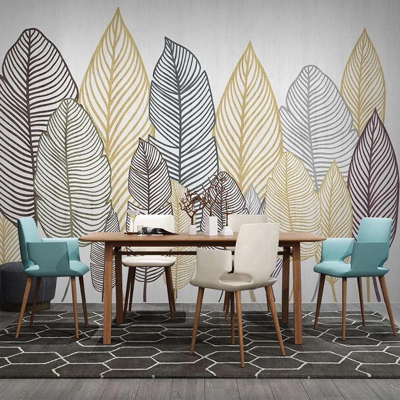 

Custom Mural Wall Art Wallpaper Plant Leaf 3D Modern Living Room Dining Room Bedroom TV Background Photo Wall Paper Home Decor