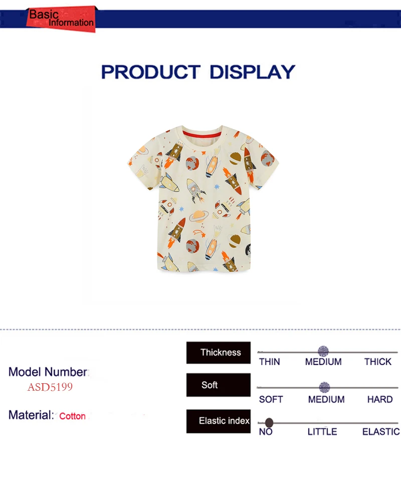 TUONXYE Kids Summer T-shirts Boy Short Sleeve Rocket Space Sleeve Knitting Breathable Children Casual Cotton Clothes 2-7year