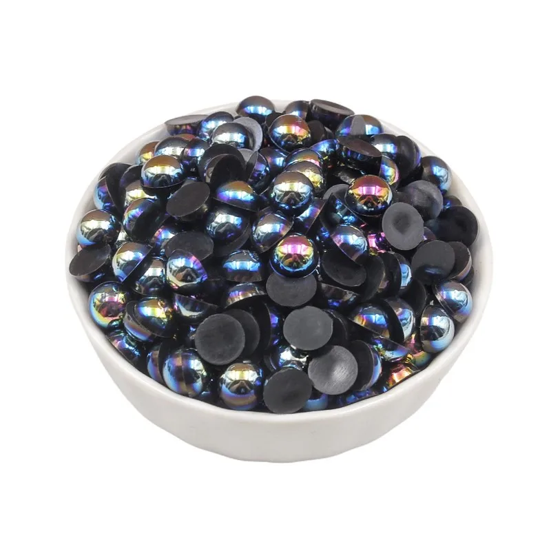 200 6-8mm Macaroon ABS Plastic Beads Imitation Pearl Beads Half Round Flat For Jewelry Making Material DIY Clothing Accessories