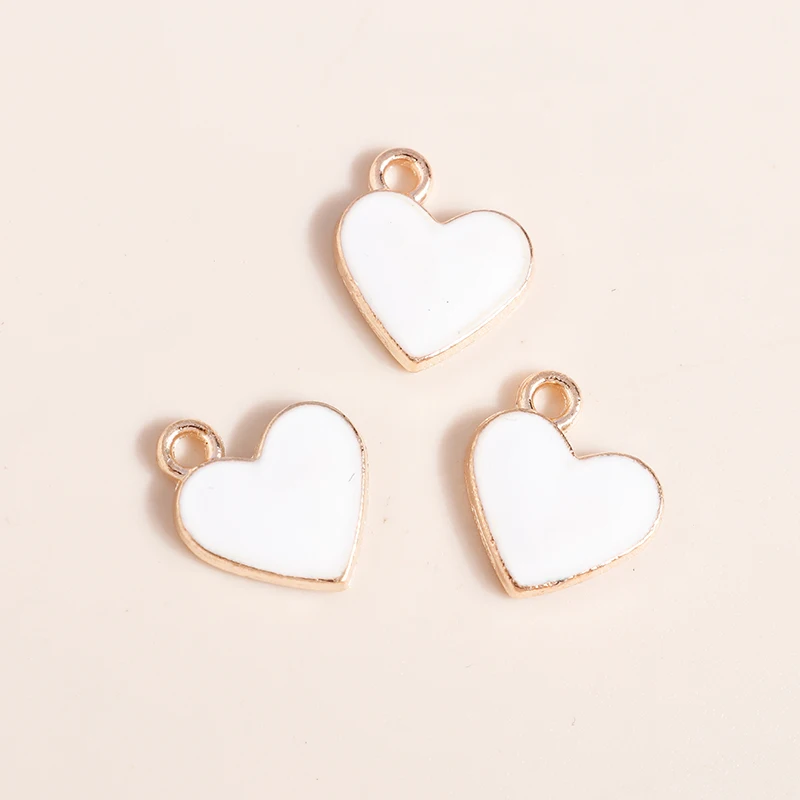 10pcs 12*13mm Pendants Enamel Love Hearts Charms Necklaces Earrings Jewelry Making Accessories diy Craft Supplies