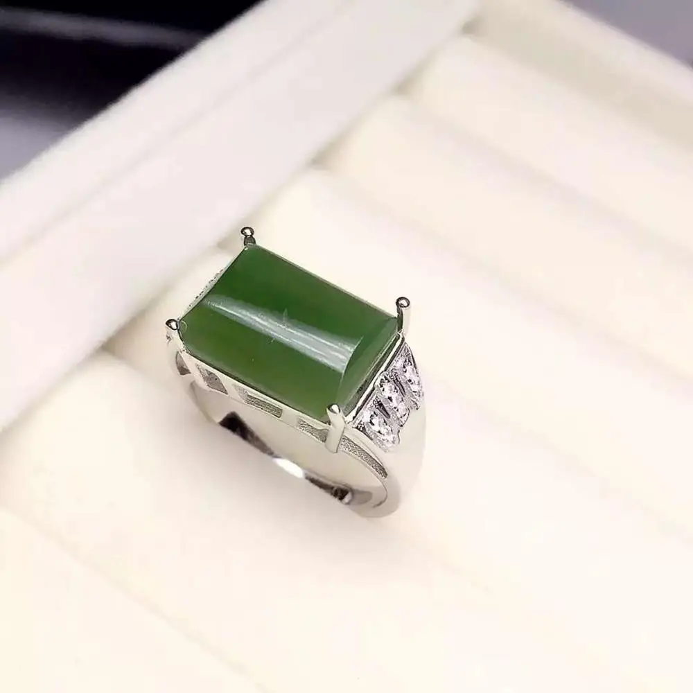 

Man Ring Real and Natural Original Man Jade Ring Stone Rings Solid 925 Silver Gemstone Ring