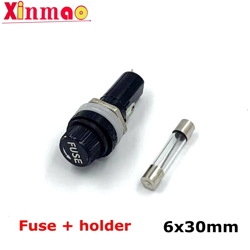 1set 5*20/6*30mm Fuse + Holders 5X20 6x30 Black Insurance Tube Socket Fuse Holder For Insurance Panel Mount Fuse Holder