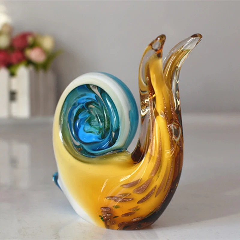 Europe Colored glaze snail Crafts Living Room Desktop glass Ornaments Figurines Wedding Decor Home decoration accessories