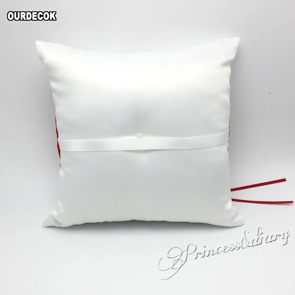 4Pcs/set Red Wedding Decoration Bridal Satin Ring Pillow+Flower Basket+Guest Book+Pen Set Wedding Products Supplies