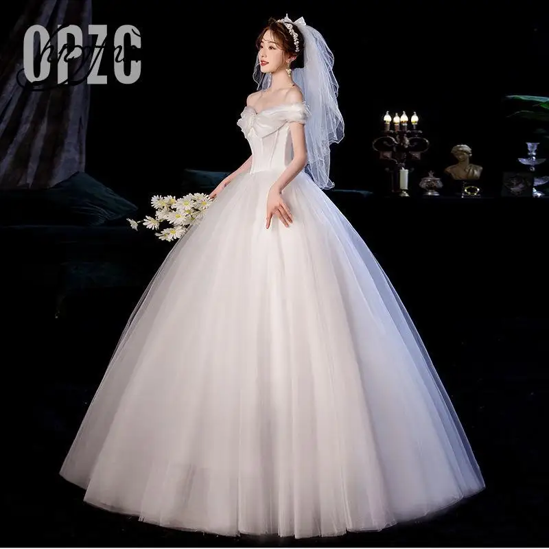 Gaun Pernikahan Sweetheart Korea Sederhana Klasik Mode Baru Ukuran Plus Off The Shoulder Bow Vestidos De Noiva 2022 Robe De Mariage